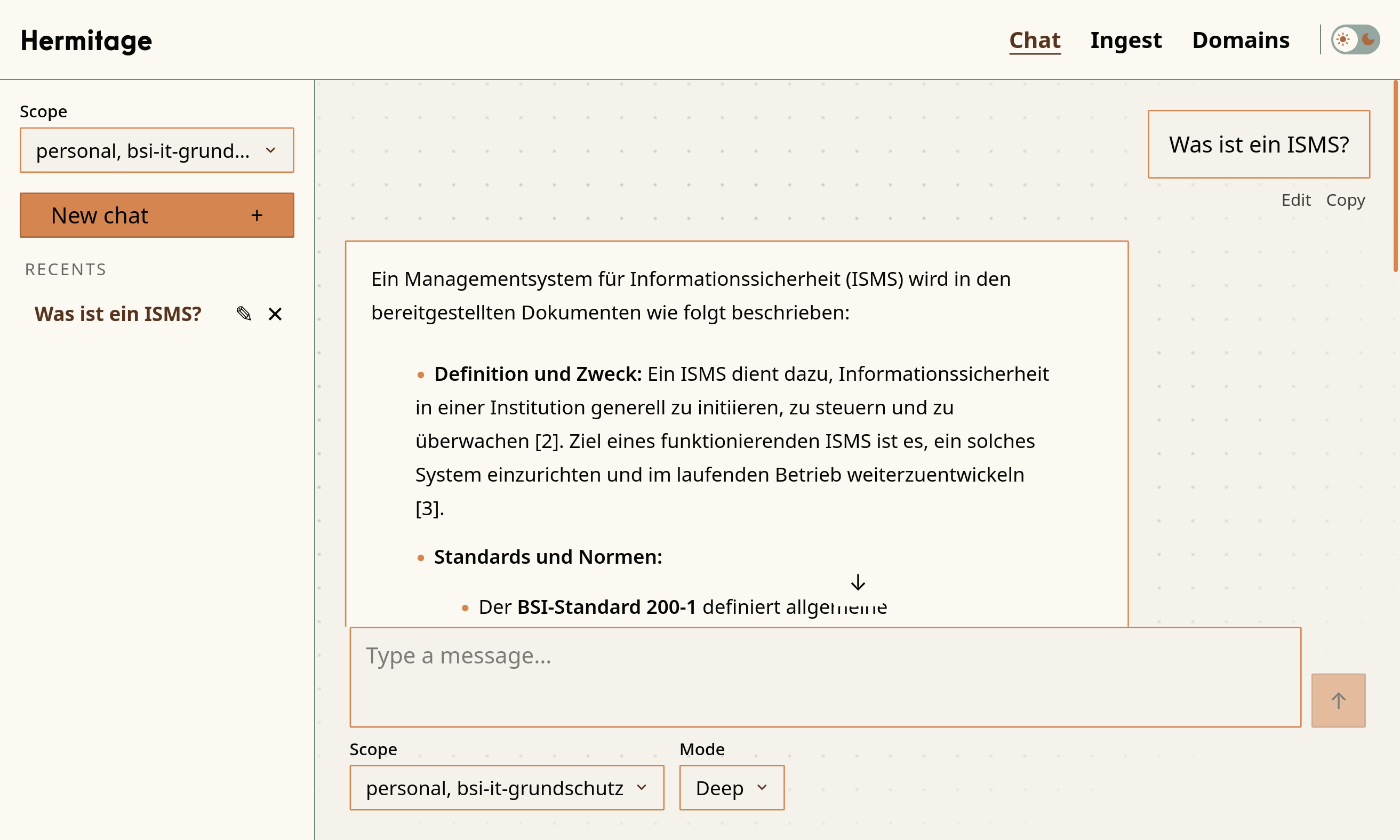 User query and response.